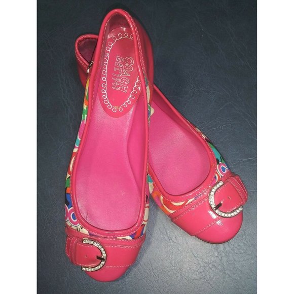 EXC COND Coach Remmi Poppy Pink 8M Patent Leather - Picture 1 of 5